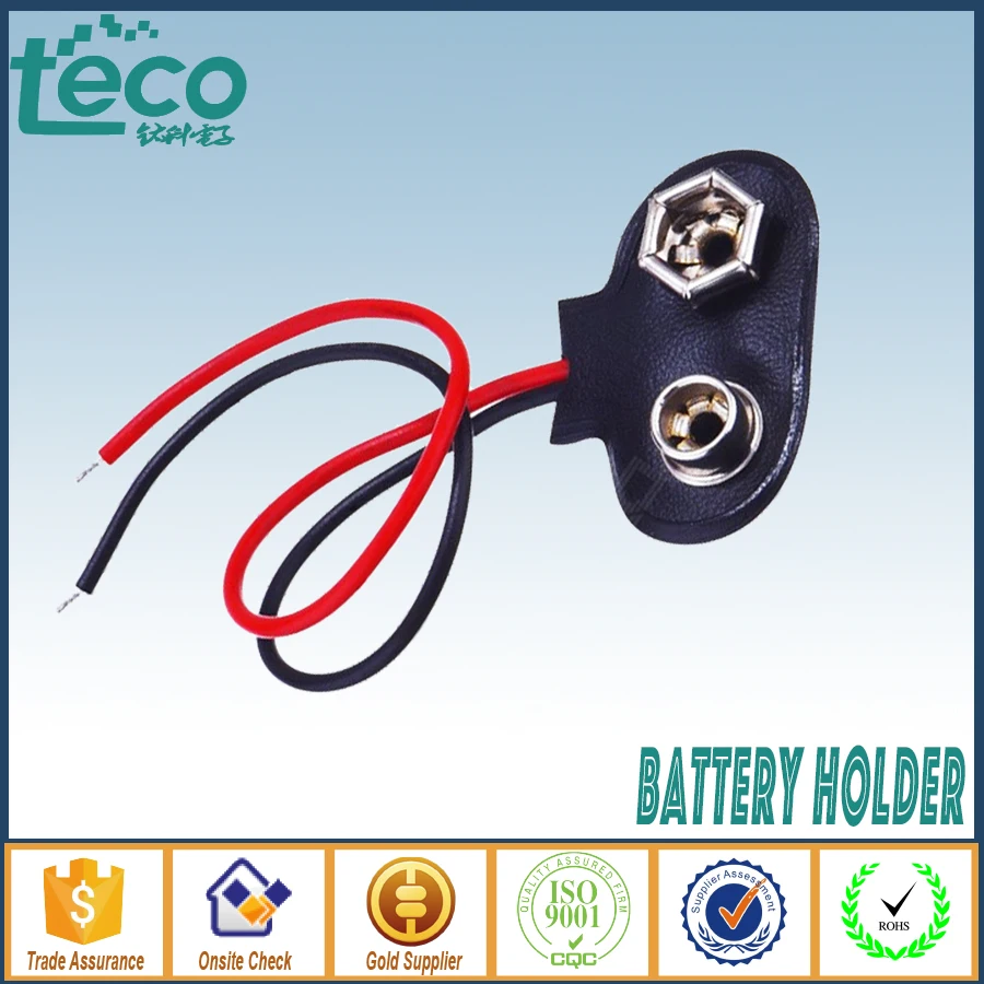 100pcs/lot New 9v Battery Snap Connector Clip Lead Wires Holder TBH S2