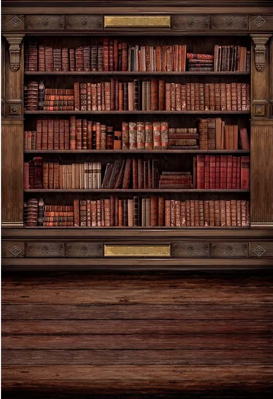 مكتبة خزانة الخشب البوليستر أو الفينيل القماش خلفية عالية الجودة الجدار صورة خلفية الكمبيوتر المطبوعة