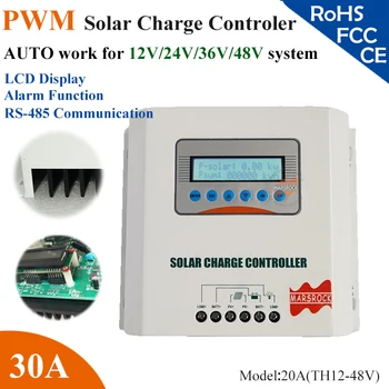 

30A 12V/24V/36V/48V auto work PWM solar Charge Controller with LCD display for home