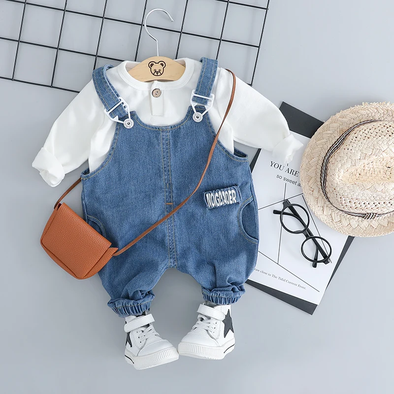 

Baby Girls Boys Clothing Sets Toddler Infant Overalls Clothes Suits High Quality Cotton T Shirt Bib Jeans Kids Child Costume
