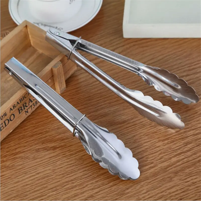 Image Outdoor Barbecue Clip Stainless steel Food Tongs baking Clamp Hot 12 inch BBQ Tongs Cover Kitchen Tongs Lock Design for picnic