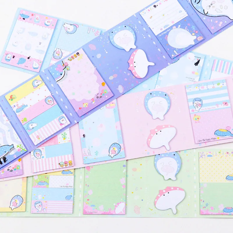 Милый Kawaii Totoro Girl 6 складных блокнотов для заметок милые Креативные блокноты