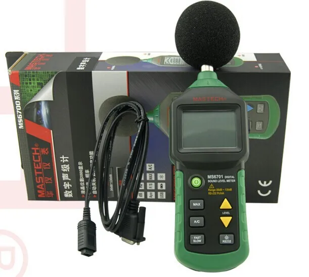

free shipping MASTECH MS6701 Autoranging Digital Sound Level Meter Decibel Tester WITH RS232 INTERFACE and software 30dB 130dB