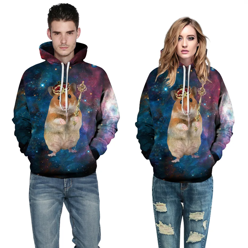 

Couples Men Women 3D Graphic Print Hoodie Sweater Sweatshirt Jacket Pullover Top Crown Hamster QYDM008 Free Shipping