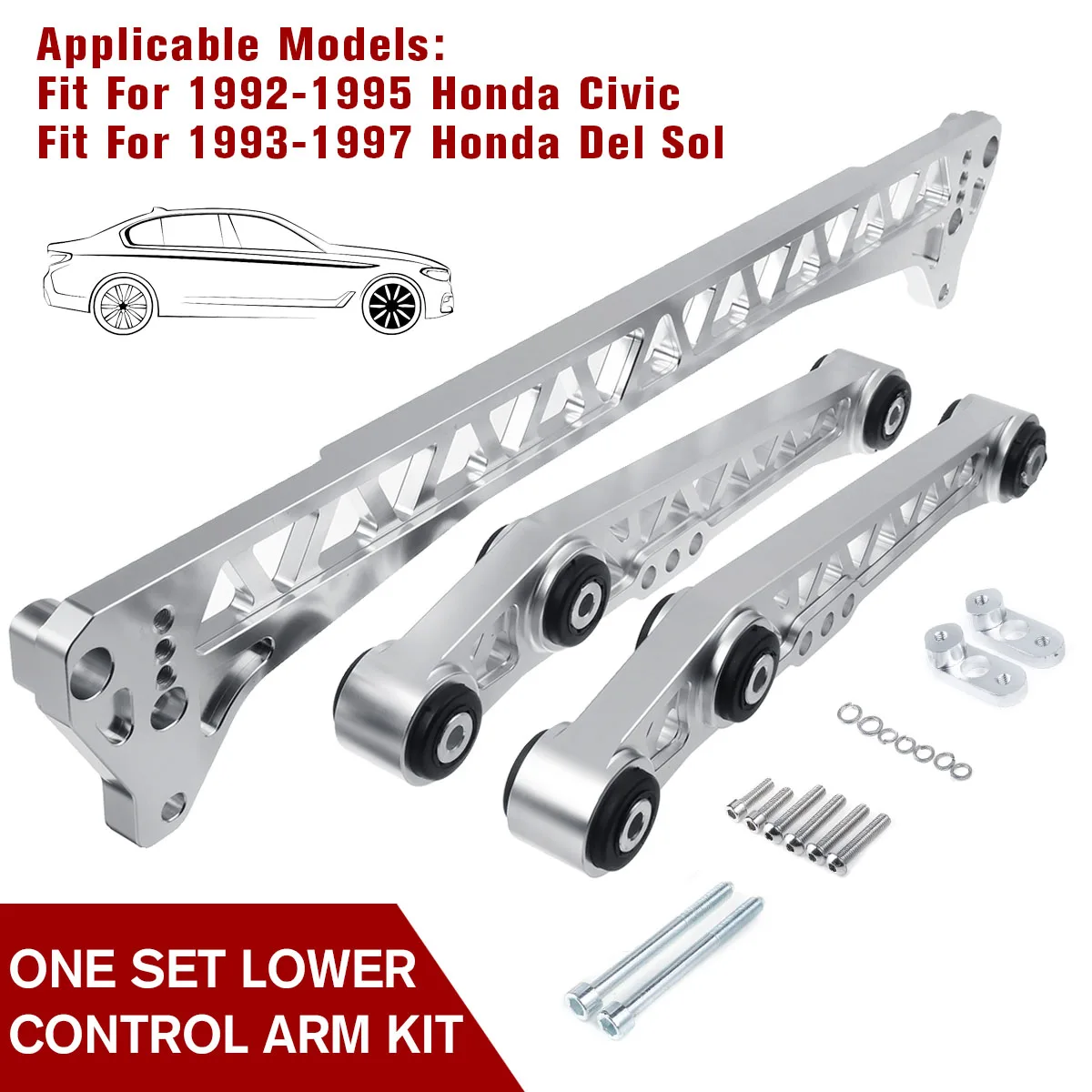 

1Set Lower Control Arm Kit Billet Lower Control Arm LCA Subframe Brace For Honda for Civic 1992-1995 For Honda Del Sol 1993-1997