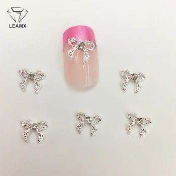 

10 Pcs/bag Nail Alloy Jewelry Silver Diamond Bow Shining 3D Nail Art Decoration 2017 New Style Decoracao Acessorios Joias NO.58