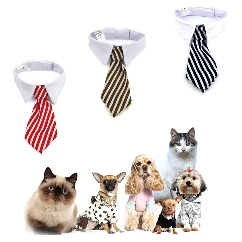 

Wholesale New Pet Ties Stripe Small Cotton Pet Dog Puppy Tie Bow Tie Adjustable Toilet Cat Accessories Dogs Pets Accessories