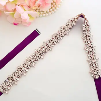 

Crystal Bridal Dress Sash Rhinestones Bridal Belt Rose Gold Wedding Belt For Wedding Accessories A165RG