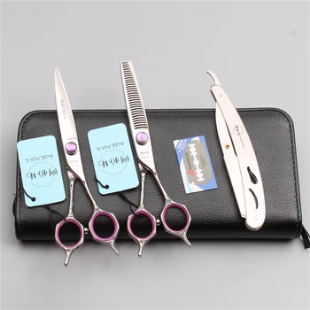 

3Pcs 6" 17.5cm 440C AQIABI Professional Hairdressing Scissors Cutting Shears Thinning Scissors Hair Scissors Razor Add Bag A9018