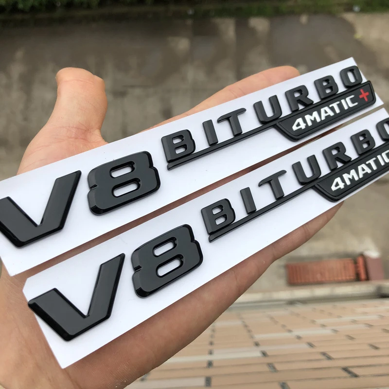 Vent Fender отделка эмблемы лезвие логотип V8 BITURBO 4matic+ для Mercedes Benz AMG V8 C200 C300 E300 E400 W213 стайлинга автомобилей сбоку Стикеры - Цвет: glossy black