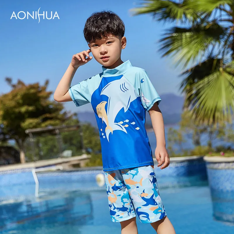 

AONIHUA New Boy Kids Swimwear Cute Children Cartoon Swimsuit Swimming Clothing Toddler Beachwear Rash Guards 1040
