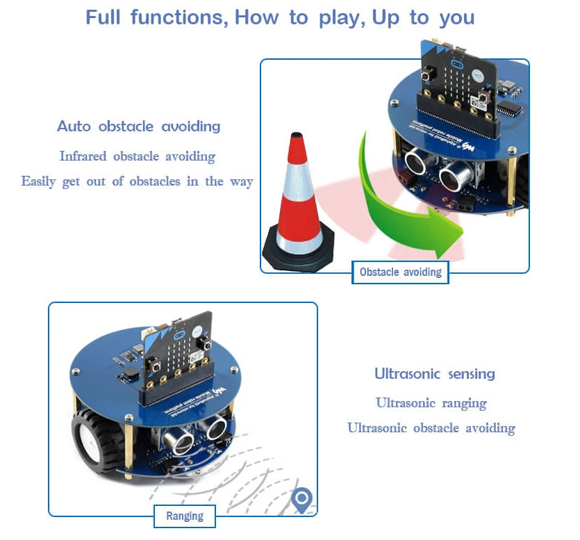 Waveshare AlphaBot2 робот строительный комплект для микро: бит обучения Программирование помощник особенности линии отслеживания препятствий