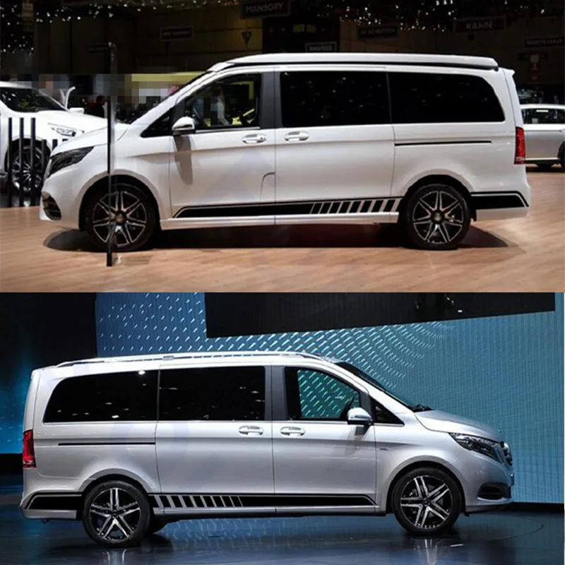 Автомобильная дверь боковая юбка наклейка s Авто Наклейки на кузов для Mercedes Benz V класс задний бампер Подгонянная виниловая Спортивная наклейка полоски