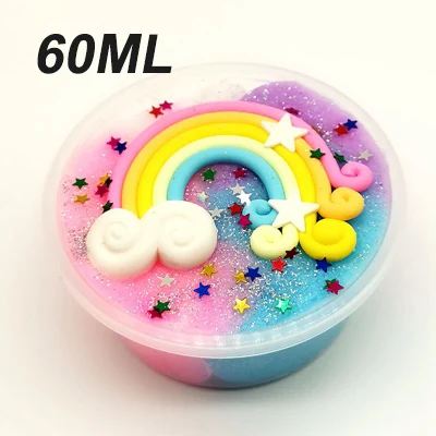 60 мл Mix Star Rainbow color Slime Starlight Puff клей облачный Кристалл цветной блок жемчужный грязевой слизью набор пушистая глиняная игрушка Подарки для детей - Цвет: 60ML