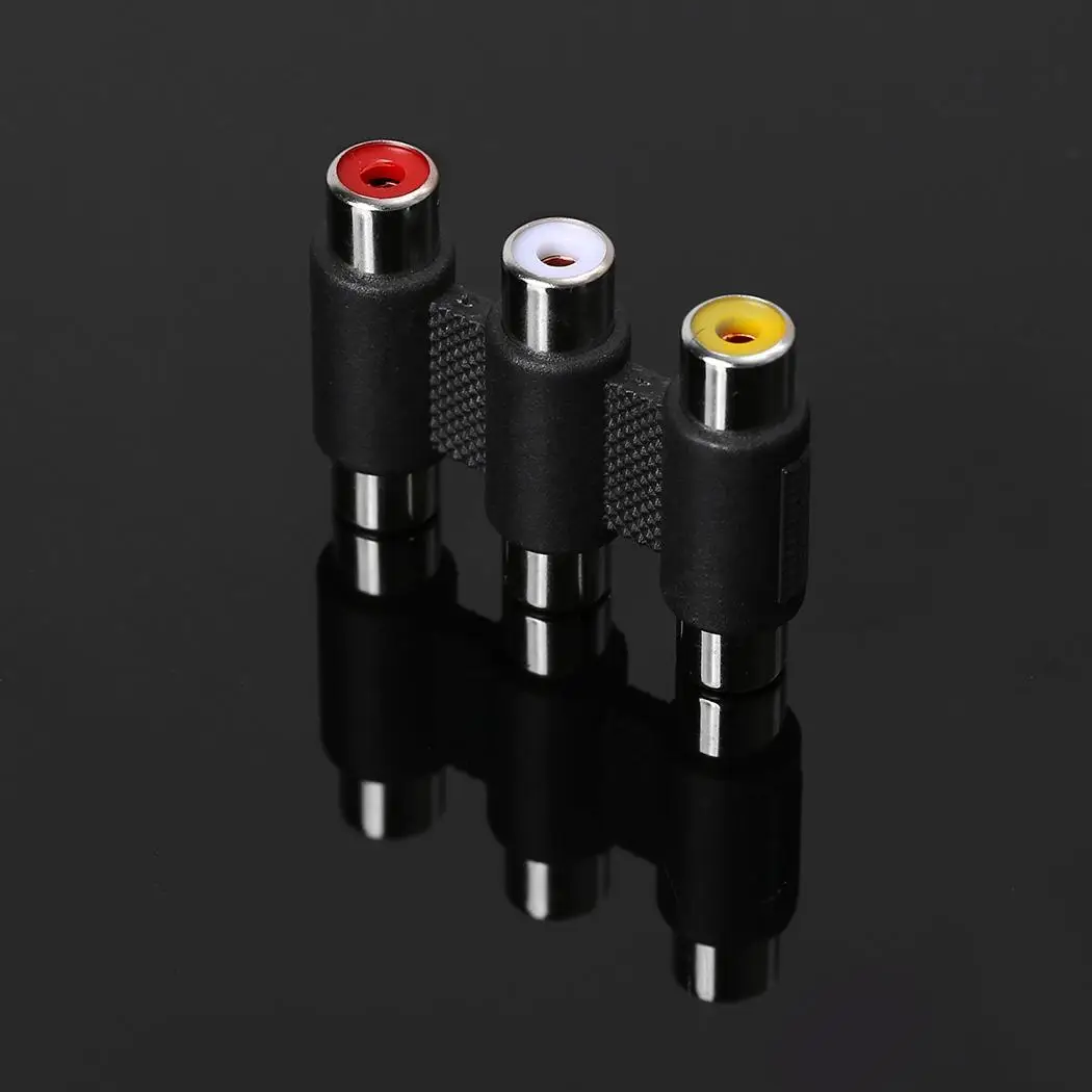 

3 RCA Female to Female 3 RCA Audio Connector 3.5mm Jack Black DVD, TV, etc. Audio Cable Coupler