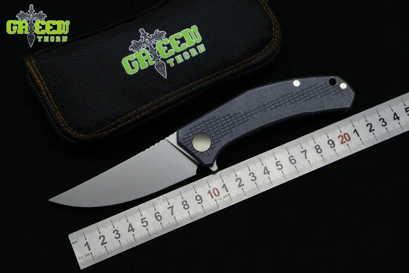 

Green thorn Custom JEANS M390 MRBS folding knife TC4 Titanium handle outdoor camping hunting pocket kitchen knives EDC tools