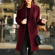 New Autumn And Winter Women s Woolen Coat Fashion Solid Color Long Section Long Sleeve Suit
