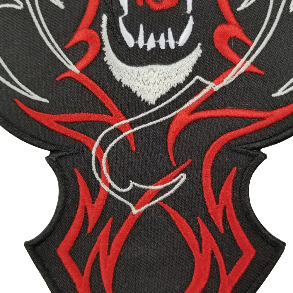 Wolf Biker Vest Rider Motorcycle Embroidered Iron On Back of Jacket Patch Black twill fabric Free Shipping DIY Eco-Friendly(2)