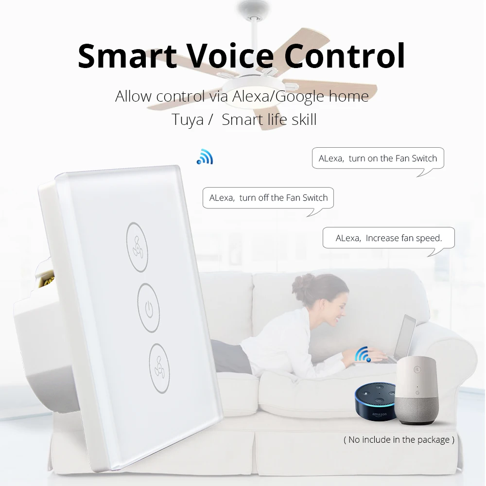 Умный выключатель потолочного вентилятора Zemismart ЕС США Alexa Echo|Смарт-гаджеты| |