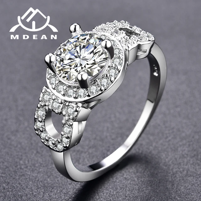 Mdean White Gold Color Engagement Rings For Women Aaa Zircon Jewelry Mdean White Gold Color Engagement Rings For Women Aaa Zircon Jewelry Luxury Wedding Clic Accessories Size