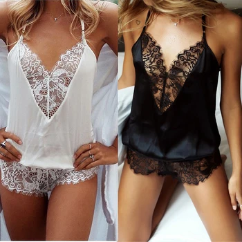 

Sexy Night Lace Dress Fashion Women Sexy Lingerie Nightwear Sleepwear Dress Babydoll Lace G-String Underwear Sleeveless Sexy