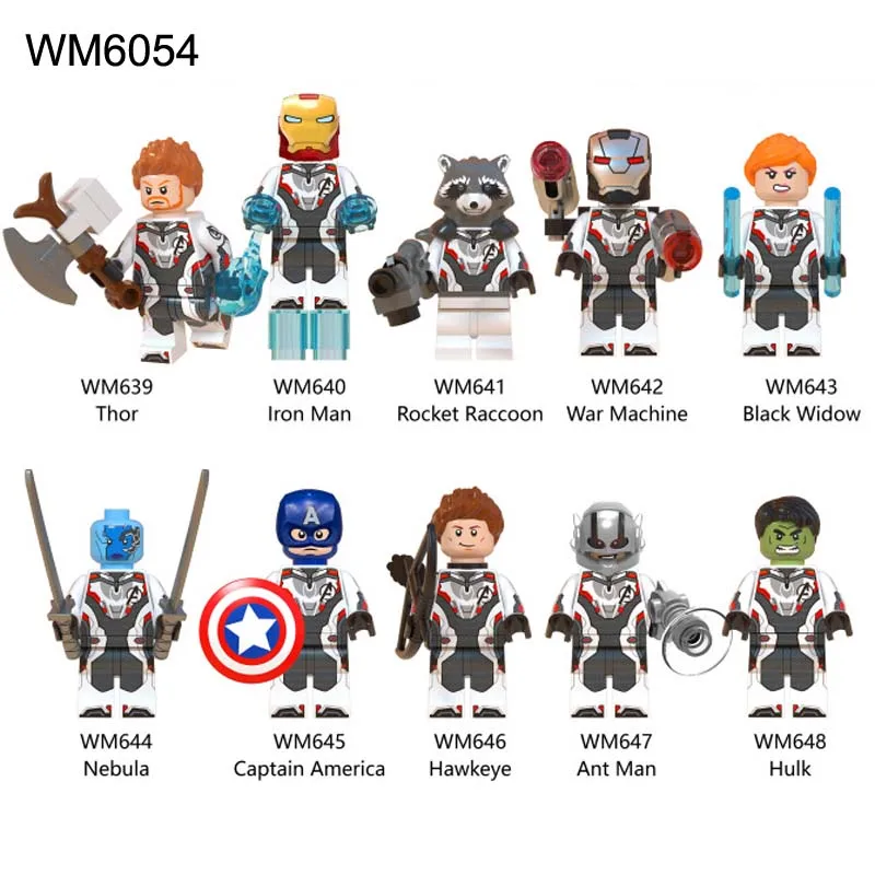 

Single Super Heroes New Marvel Avengers 4 Endgame Thor Iron Man Captain America Hulk rocket Ant Man building blocks Kids Toys
