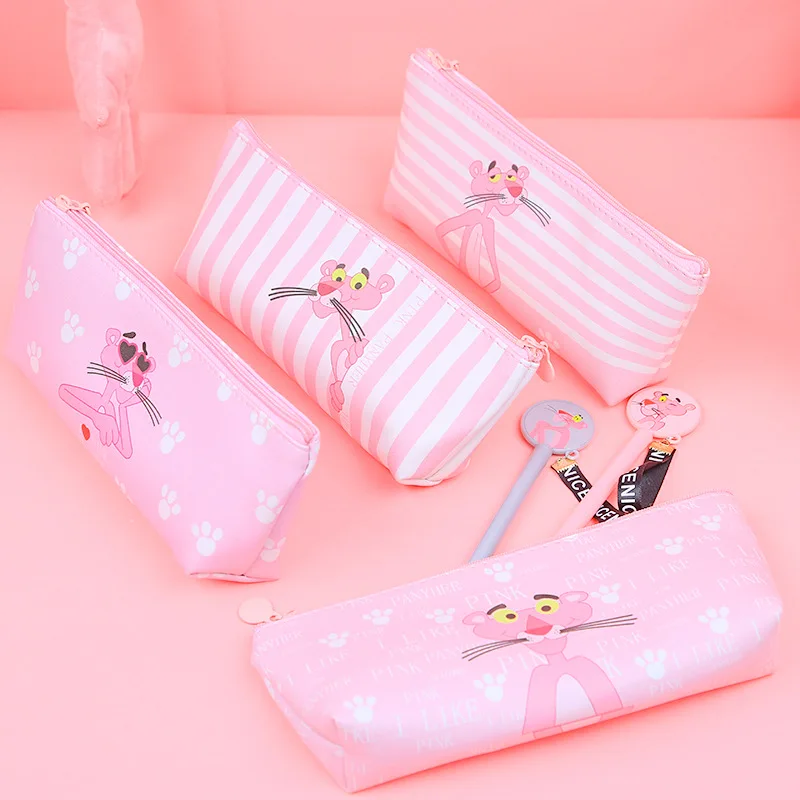 

1pcs/sell Brief Kawaii Animal Pencil Case Cute Pink Sunglasses Leopard School Supplies Stationery Gift Pencil Box Pencil Bag