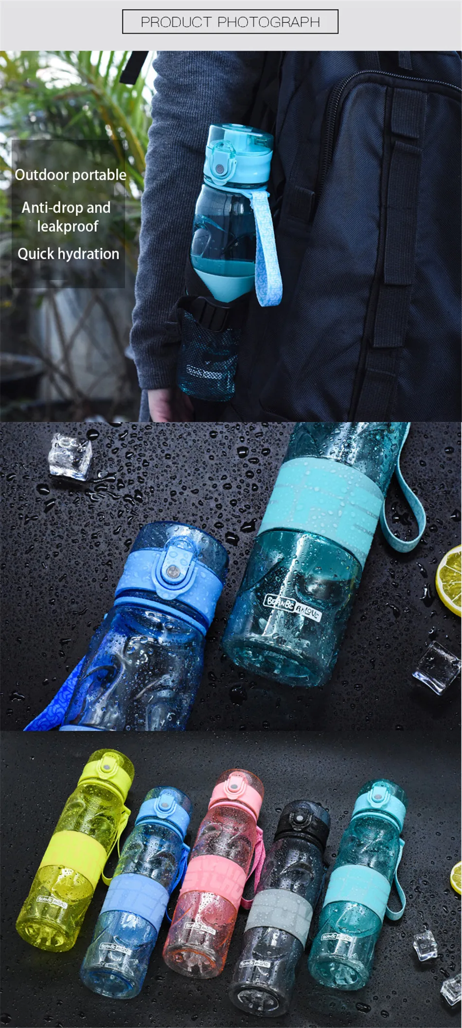 BAISPO 600 мл креативные Шейкеры Бутылки температура зондирования протеиновый порошок спортивный чайник открытый портативный герметичные бутылки для воды