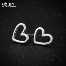 Женские серьги гвоздики SMJEL милые маленькие с сердечками модные