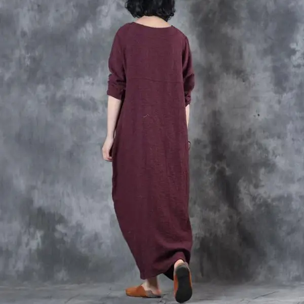 BUYKUD Vintage Dress 2018 Casual Autumn Fall Women Robe Long Sleeve Vestidos Elegant Party Tunic Dresses (4)