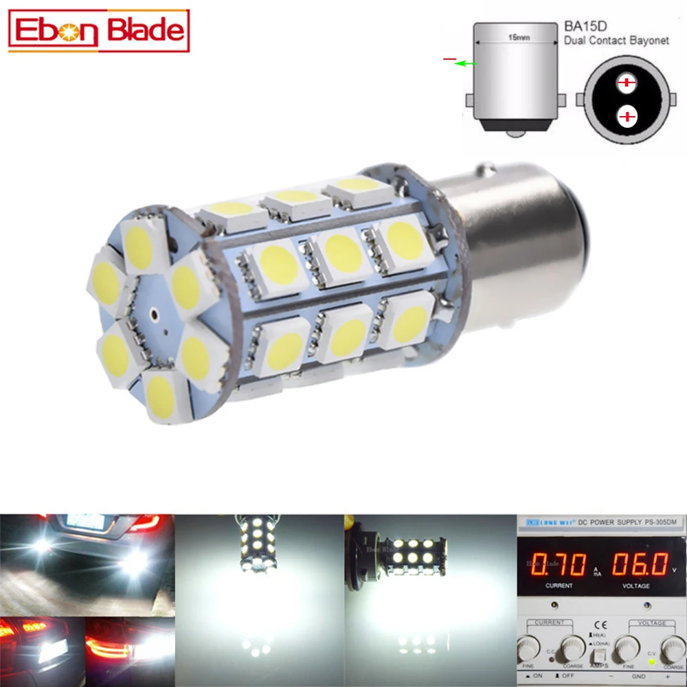 2x S25 1156 BA15S P21W 5050 27SMD Turn Signal Reverse Backup LED Bulb Warm White