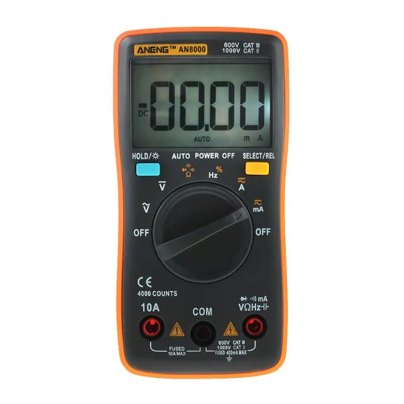 

ANENG AN8000 Portable Digital Multimeter 4000 Counts LCD Display Auto Range AC/DC Voltage Ammeter Multimeter