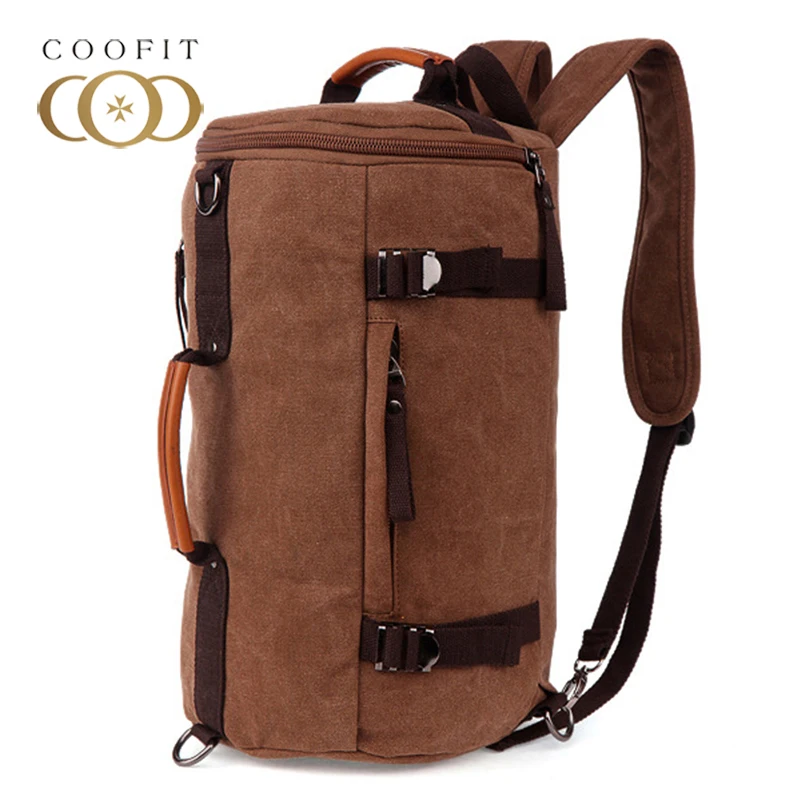 

Coofit Unisex Travel Backpack Fashion Retro Canvas Duffel Bag Cylinder Rucksack Men Women Multipurpose Shoulder Hand Bag Bagpack