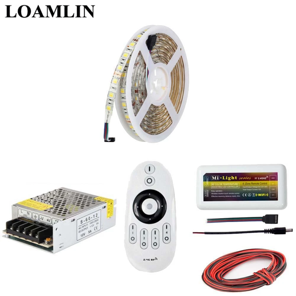 5 м 10 15 20 Светодиодная лента 5050SMD Цветовая температура (CCT) 2 4G Milight пульт