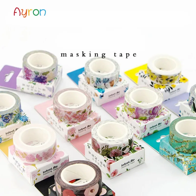 

Cute Flowers Japanese Masking Washi Tape Kawaii Plants Decorative Adhesive Tape Decora Diy Scrapbooking Sticker Label Stationery