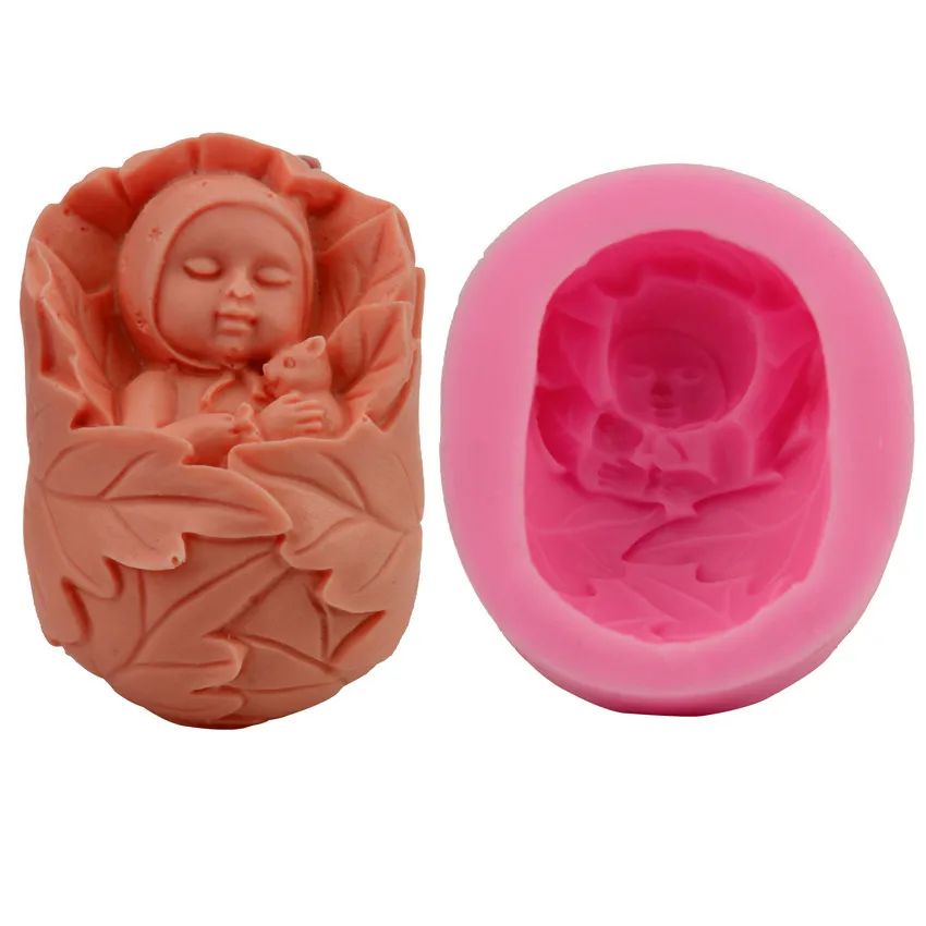 

Designer DIY 3D Baby Shower Polymer Clay Molds Sleep Baby Silicone Concrete Molds Moldes Para Concreto Hormigon Oven Bake
