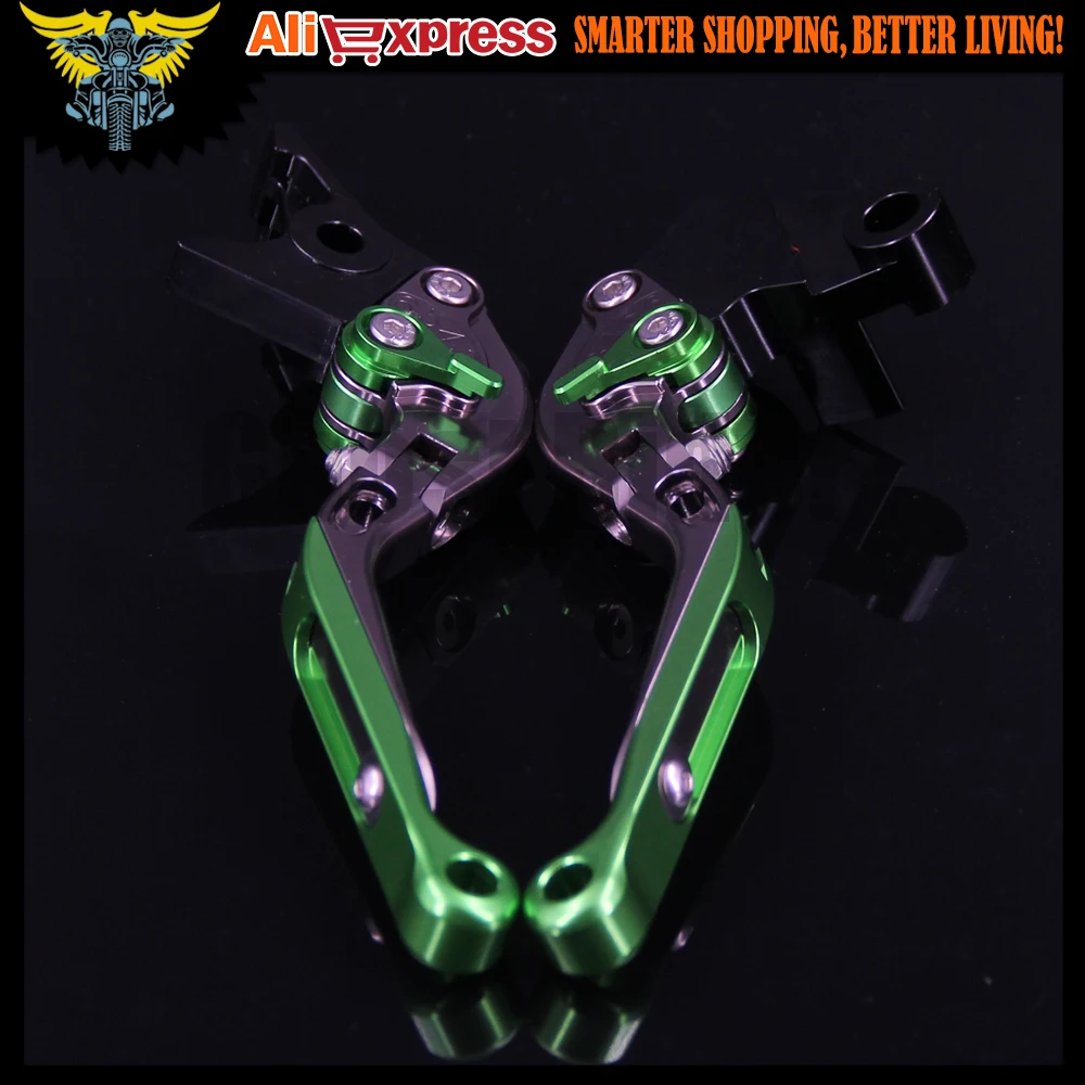 ! Зеленые + титановые складные рычаги тормозной муфты CNC Logo(Z750) для Kawasaki Z750 Z 750 (не