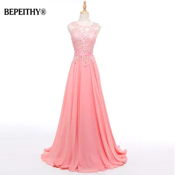

BEPEITHY Vestido De Festa Long Evening Dress Sleeveless Mystical Pink Elegant Lace Up Ever Pretty Dresses Formal Vestido Longo