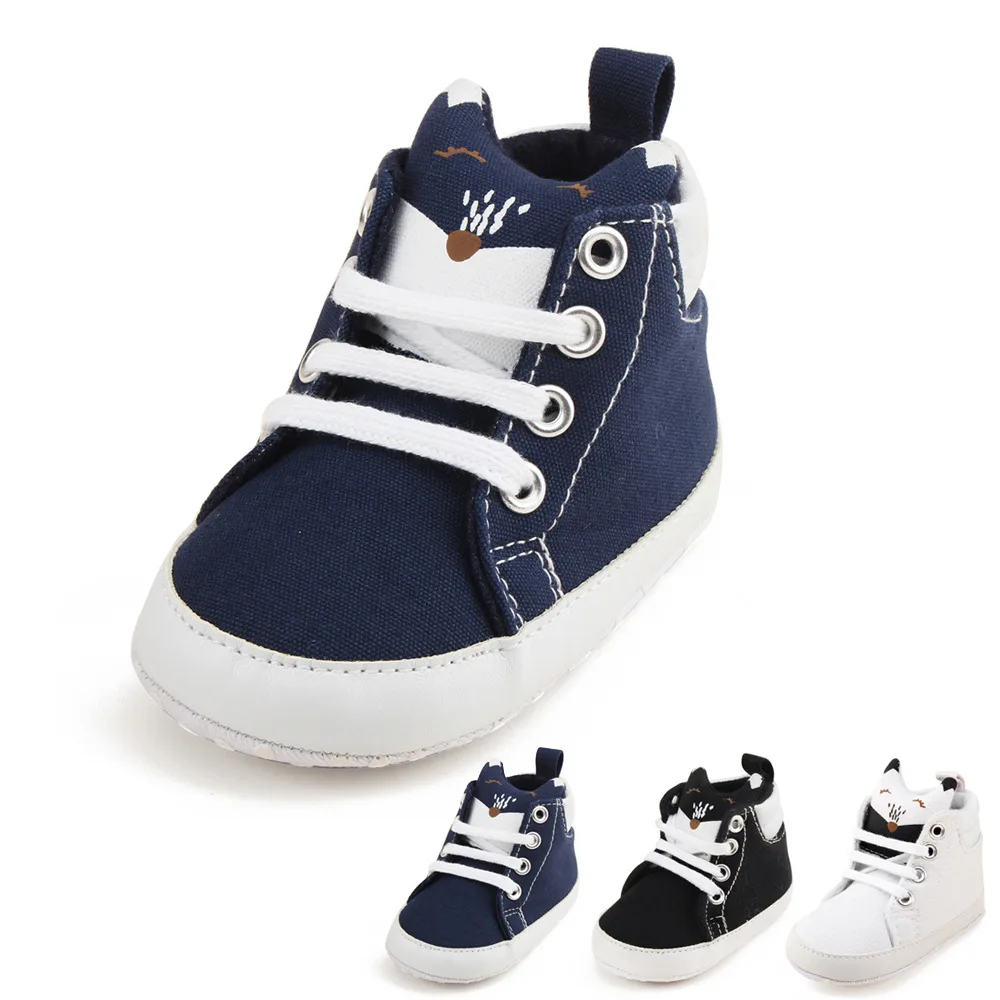 

2019 Spring and Autumn Boys and Girls New Three-color Fox High Tied Casual Toddler Shoes Baby Toddler Shoes