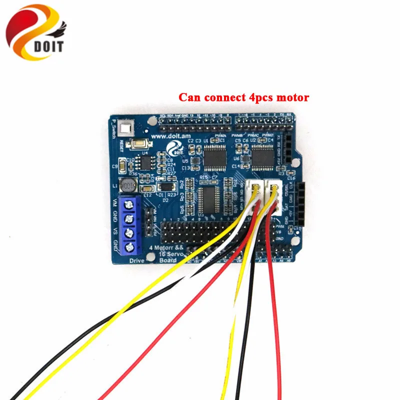 2 канальный 4 двигатель постоянного тока 16 сервопривод защитная плата для Arduino 2wd