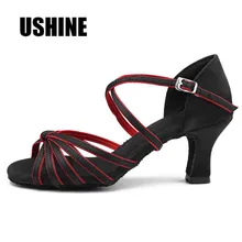 Атласная танцевальная обувь для латиноамериканских танцев на каблуке 7 см/5 см Женская обувь Zapatos Salsa Mujer Zapatos De Baile Latino Mujer WZJ