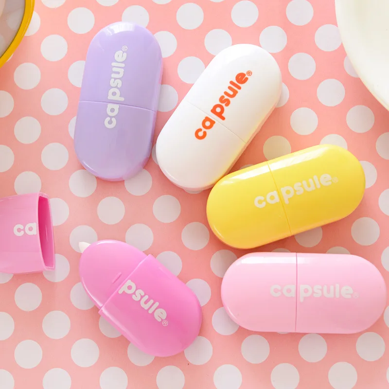 

4PCS/lot Sweet Candy Color Macaron Pill Shape Novelty Correction Tape Promotional Gift Stationery Student Prize FOD