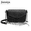 JIEROTYX Fashion Tassel Diamonds Brand Design Mini Chain Shoulder Bag Crossbody Black Leather Rivets Female Bolsa Sac A Main ► Photo 1/6