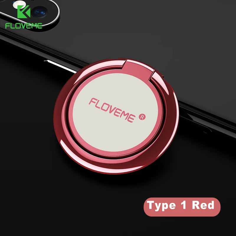 Type 1 Red FLOVEME Универсальный 360 металлический держатель телефона с кольцом на палец для iPhone X XS MAX 11 7 сильная адсорбционная Подставка для samsung huawei Xiaomi - Цвет: Type 1 Red