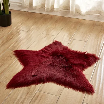 

Star Shape Artificial Sheepskin Carpet Chair Cover Bedroom Mats Living Room Sofa Wool Warm Hairy Carpet Floor Slip Rugs