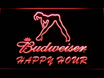 

627 Budweiser Sexy Dancer Happy Hour Bar LED Neon Light Signs