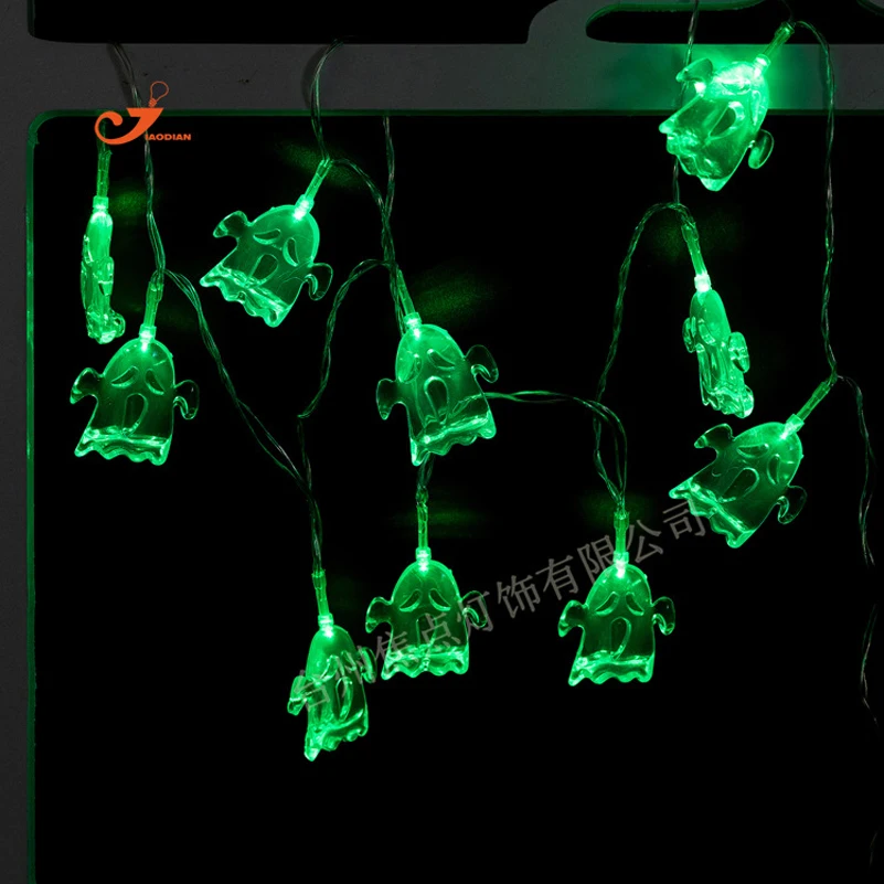 Dropshipping Halloween Ghost 10 LED String Lights PVC Tablet Battery Operated Warm Amber Bulb ...