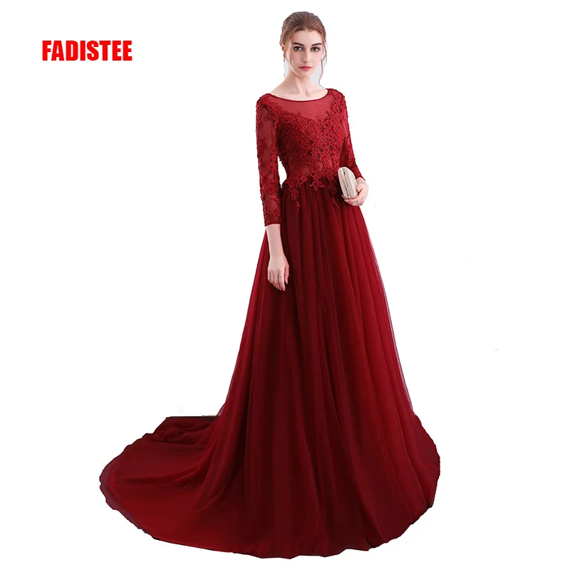 FADISTEE Новое поступление вечерние платья длинное платье Vestido de Festa прозрачные аппликации сексуальное платье с открытой спиной