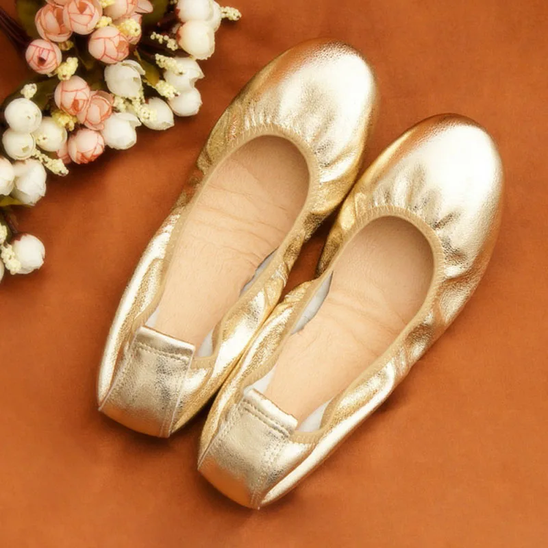 

2019 Genine Leather Single Shoes Woman Shallow Mouth Round Toe Lady Loafers Spring Autumn Female Ballet Flats Shoes Big Size 43