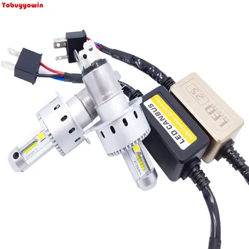 

New 7S H4 H7 Canbus Car LED Headlight Hi/lo Dual Beam 80W 12000Lm Super Bright With XHP 50 Led Chips With Canbus Decoder Adapter